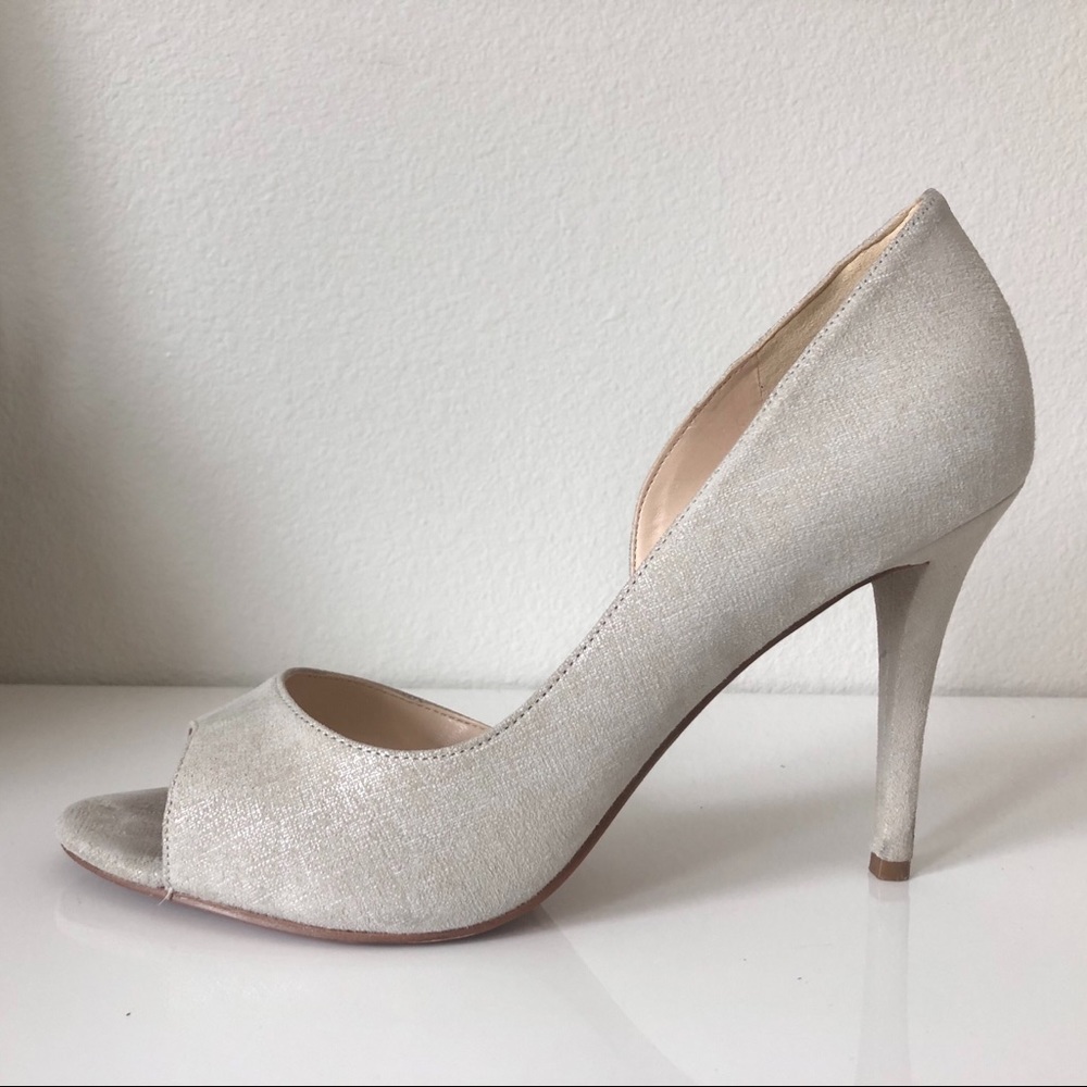 Nine West Beige Peep Toe Stilettos